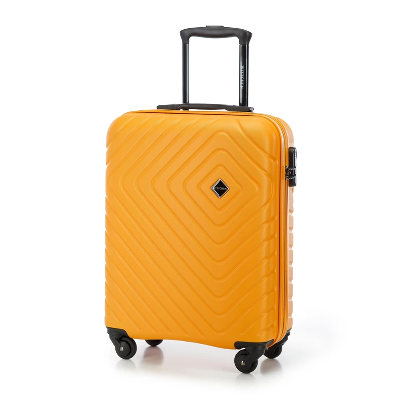 WITTCHEN Cube line Cabin Suitcase Hand Luggage Small Suitcase Geometric Textured ABS Telescopic Handle Combination Lock 4 Wheels Size S Orange