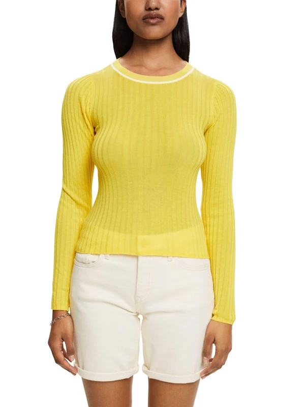 ESPRIT Women's 024ee1i301 Sweater, 753/Yellow 4, L