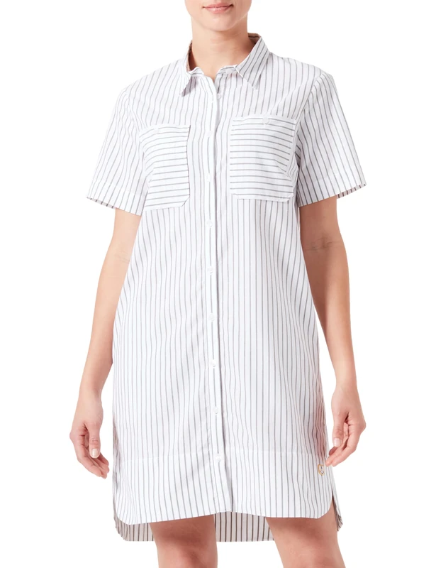 Armor Lux Women's Robe Rayée Héritage Casual Dress, Blanc/Caccia,