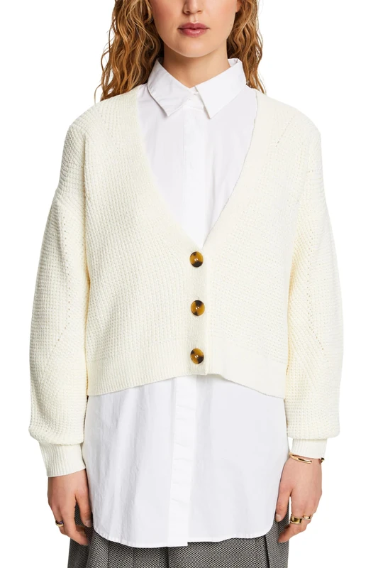 ESPRIT Women's Cardigan Sweater, 055 Ice, L