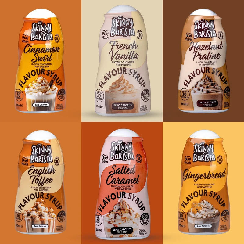 Skinny Food Co Barista Shots Coffee Syrup Set - Pack of 6 x 60ml - Keto, Fat Free, Low Calorie, Sugar Free - Vegan Friendly