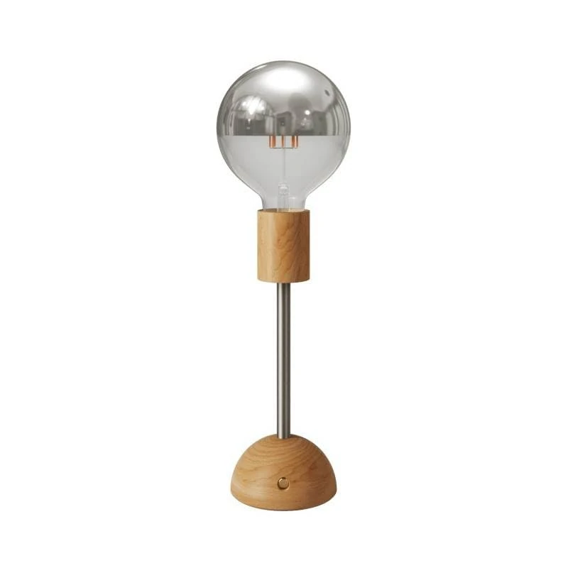 creative cables - Cabless02 Portable and Rechargeable lamp with Silver Half-Sphere Globo Bulb - with Bulb, Neutral