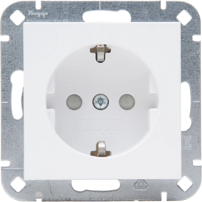 Kopp HK07 – Earthing Contact Socket, Increased Touch Protection, Colour: Arctic White Matt – Pack of 10
