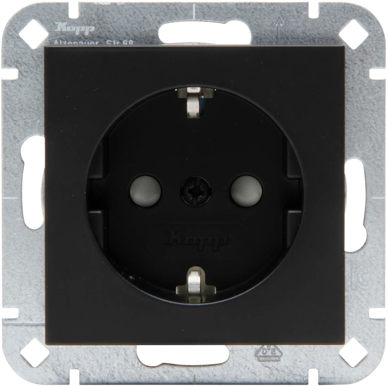 Kopp HK07 – Earthing Contact Socket, Increased Touch Protection, Colour: Matte Black – Pack of 10