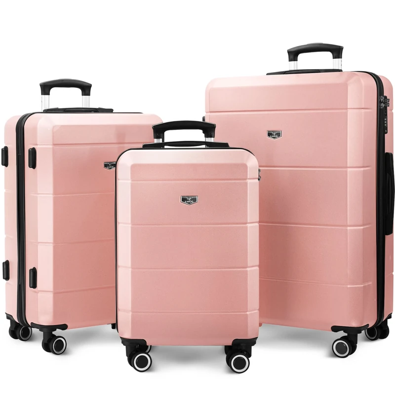 LUGG Travel Suitcase Set - Jetset 3-Piece Hard Shell Luggage, 20" 24" 28 Strong & Lightweight with Secure TSA Lock, Smooth 360° Wheels, Internal Pockets - Airline Approved