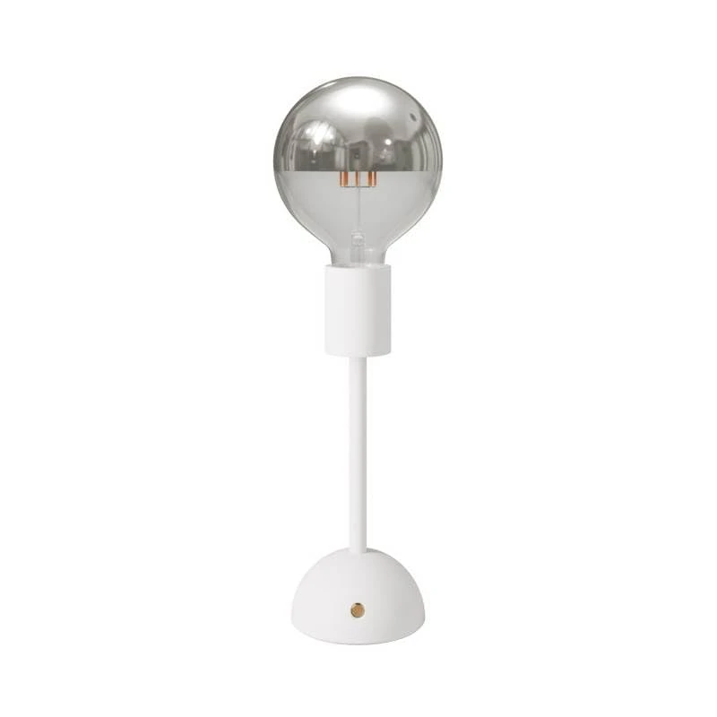 creative cables - Cabless02 Portable and Rechargeable lamp with Silver Half-Sphere Globo Bulb - with Bulb, White
