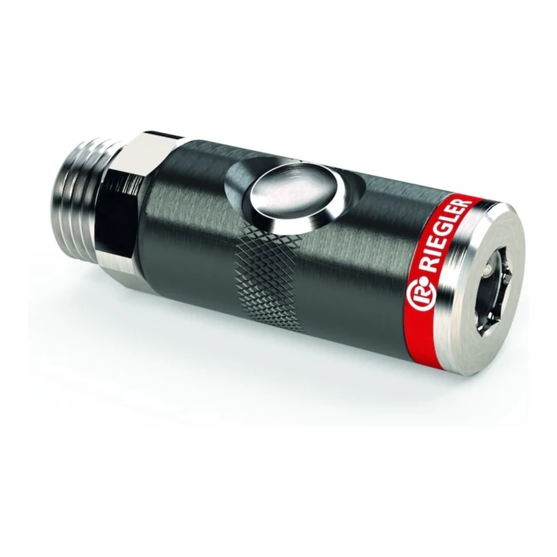 RIEGLER 199982 Push Button Safety Coupling NW 74 G1/4AG - 1 Piece - Image 1