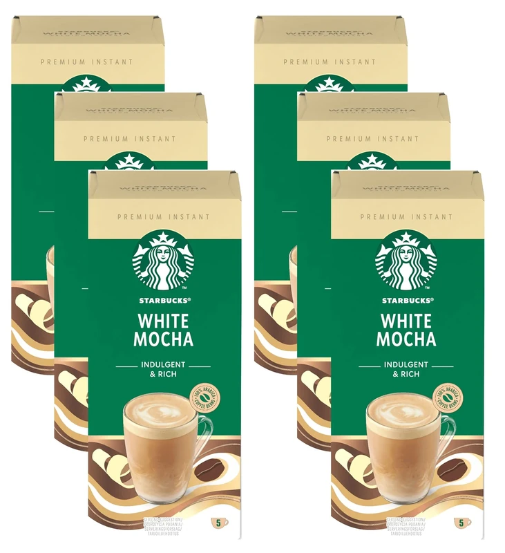 Starbucks White Mocha Premium Instant Coffee, 5 Sachets, (Pack of 6, Total 30 Sachets) - Image 1