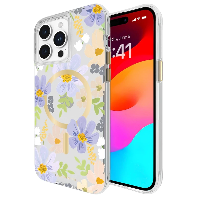 Rifle Paper Co. iPhone 15 Pro Max Case [Compatible with MagSafe] [12ft Drop Protection] Cute iPhone Case 6.7" with Floral Pattern, Anti-Scratch Tech, Shockproof Material, Slim Fit - Pastel Marguerite
