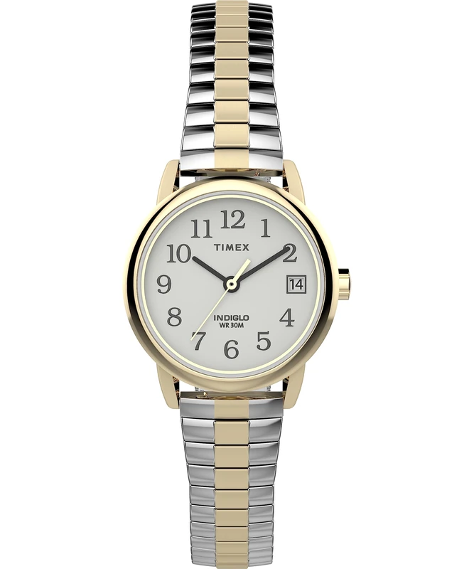Timex Women's Easy Reader® 25mm Watch, White Dial, Gold-Tone Case and Two-Tone Expansion Stainless Steel Bracelet,TW2W46500