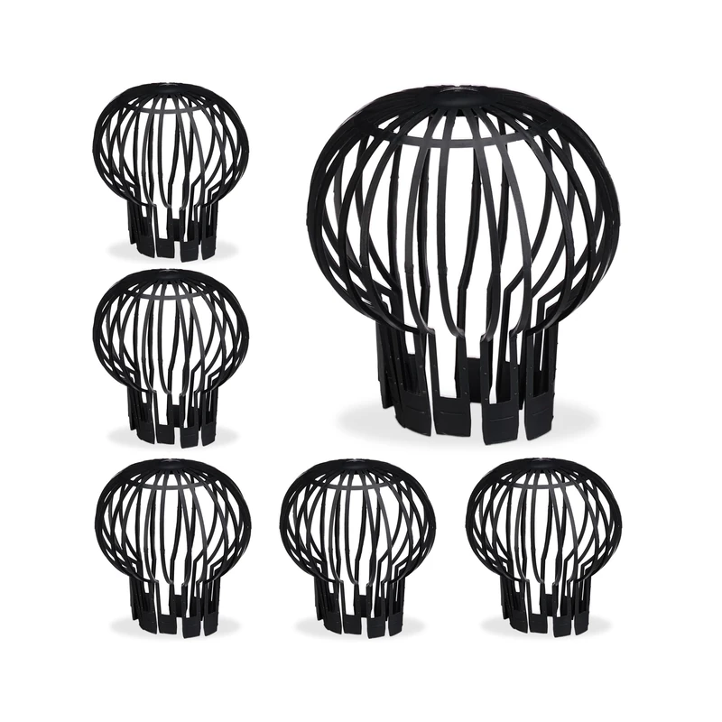 Relaxdays Gutter Guard, 6x Set, Roof Filters, Plastic Balloon Shape, Stops Leaf Blockages, Rainwater Discharge, Black