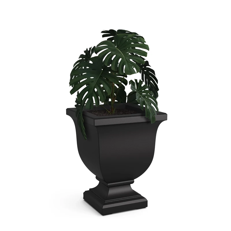 Mayne Inc. Augusta 20in Tall Flower Pot Planter - Black - 15in L x 15in W x 20in H - with Built-in Water Reservoir (5893-B)