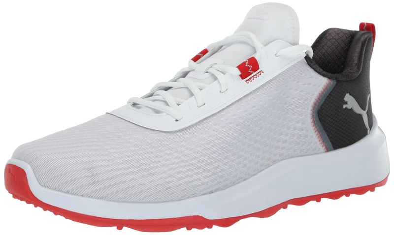 PUMA Men's Fusion Crush Sport Wide Golf Shoe, White-Dark Coal, 9.5 UK