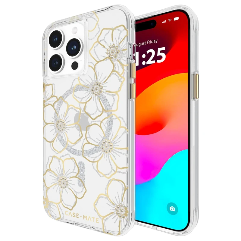 Case-Mate iPhone 15 Pro Max Case - Floral Gems [12ft Drop Protection] [Compatible with MagSafe] Magnetic Cover with Sparkly Rhinestones for iPhone 15 Pro Max 6.7", Anti-Scratch, Shockproof, Slim