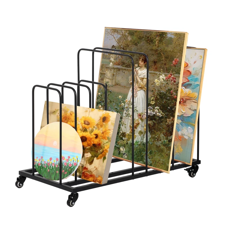 ikare Art Canvas Storage Rack, Art Drying Painting Rack with Wheels, Adjustable Art Storage Easel Display Stands for Canvas Boards, Panel, Crafts Drying & Print Racks, Frame - Image 1