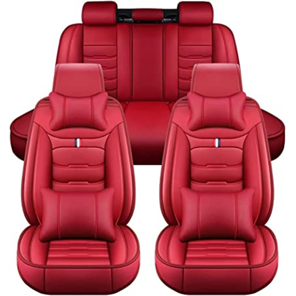 FFOCUS PU Leather Car Seat Cover for Opel/Vaux-hall Insignia B 2017-2022,Cushion Covers Waterproof Cushions Car Seat Mats Interior Accessories,A-red