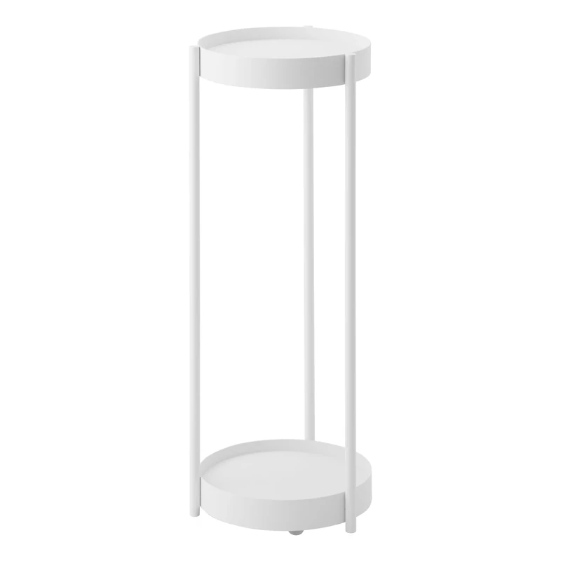 Yamazaki 4366 TOWER 2-Tiered Plant Stand With Caster, white, Steel/Polypropylene/Nylon, Minimalist, 25 x 26.5 x 70 cm