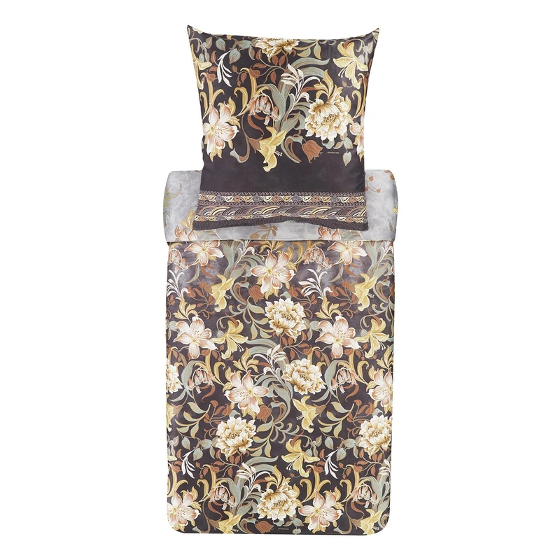 Bassetti Verona 9325835 Bed Linen + 1 Pillowcase 100% Cotton Satin Grey G1, Dimensions: 135 x 200 cm + 1 K 80 x 80 cm