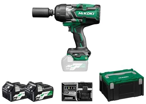 HIKOKI Akku Schlagschrauber WR36DGWRZ, Bolzen und Muttern: M12-M33 (36V, 2,5 Ah Li-ion Akku, Brushless, Max.Lösemoment: 2000 Nm, Werkzeugaufnahme: 1/2 Zoll Außenvierkant) Lieferumfang im HSCIII Koffer