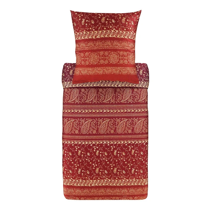Bassetti Brenta 9325859 Bed Linen + 2 Pillowcases 100% Cotton Satin Ruby Red R1 Dimensions: 200 x 200 cm + 2 K 80 x 80 cm