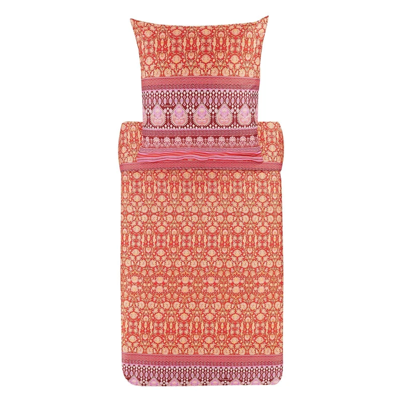 Bassetti Mira 9325861 Bed Linen + 2 Pillowcases 100% Cotton Satin in Red R1, Dimensions: 200 x 200 cm + 2 K 80 x 80 cm