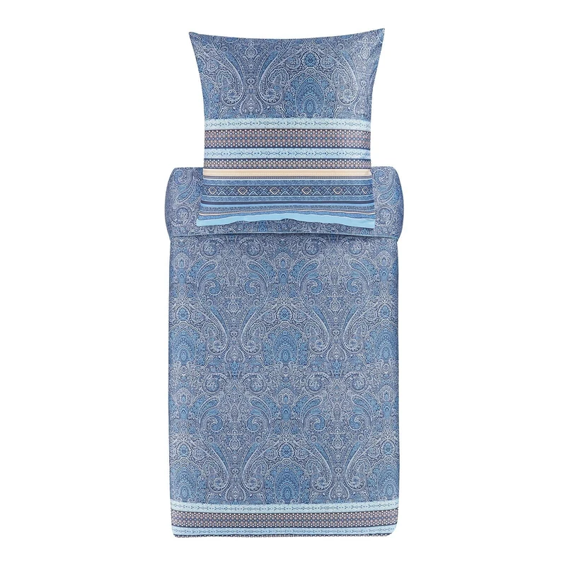 Bassetti Maser 9325870 Bed Linen + 2 Pillowcases 100% Cotton Satin in Azure Blue B1, Dimensions: 200 x 200 cm + 2 K 80 x 80 cm