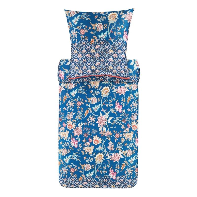 Bassetti Vicenza 9325847 Bed Linen + 1 Pillowcase Made of 100% Cotton Satin in Turquoise/Petrol B1, Dimensions: 155 x 220 cm + 1 K 80 x 80 cm - Image 1