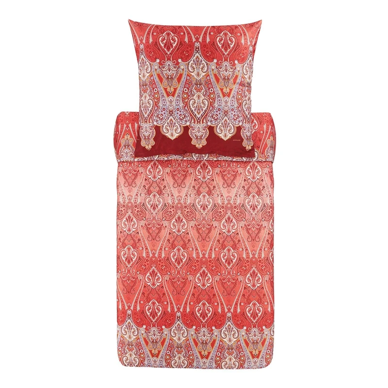 Bassetti Ragusa 9325838 Bed Linen + 1 Pillowcase Made of 100% Cotton Satin in Bordeaux R1, Dimensions: 135 x 200 cm + 1 K 80 x 80 cm