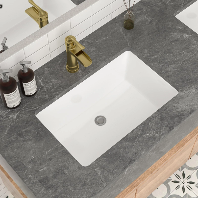 Undermount Bathroom Sink - Mocoloo 21 x 13 Inch Rectangle Porcelain White Bathroom Sink 7.7 Inch Deep Basin with Overflow, Small Square Lavatory Vanity Sink Mounted Under The Counter