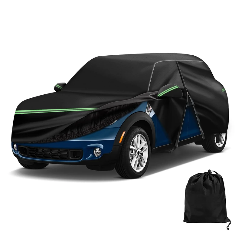 DTNESS for 2002-2023 Mini Cooper/Cooper S Car Cover 210D Outdoor Waterproof UV Protection, with Cotton Layer, Zipper Door, Reflective Strip, Storage Bag, for Cooper 2-Door