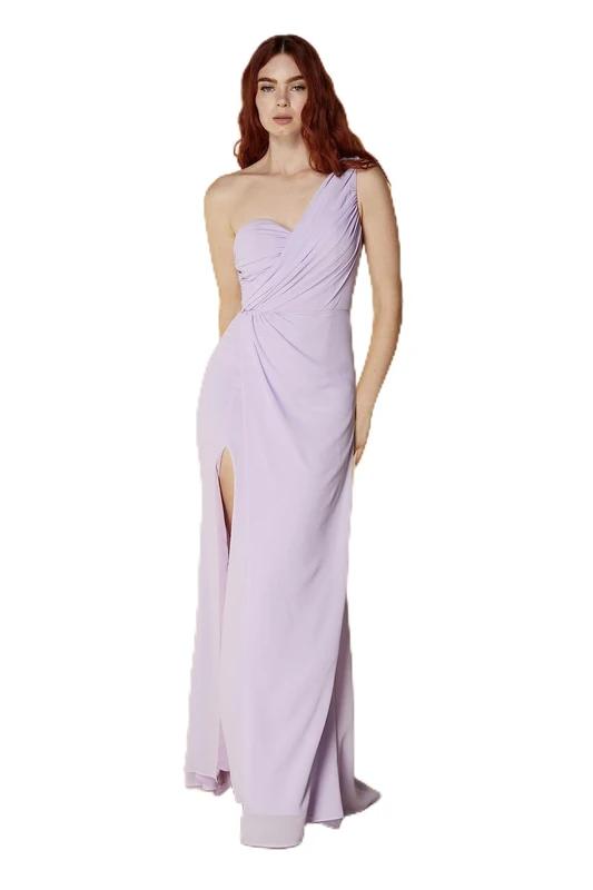 Jarlo London Women's Olani One Shoulder Fishtail Maxi Dress, Chiffon Lilac, 6