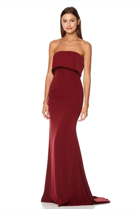 Jarlo London Women's Blaze Strapless Maxi Dress, Burgundy, 18