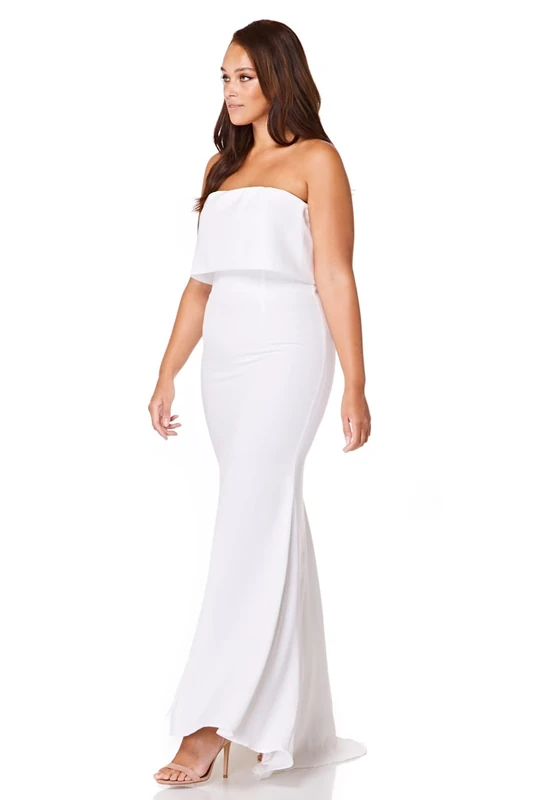 Jarlo London Women's Blaze Strapless Maxi Dress, Ivory, 10