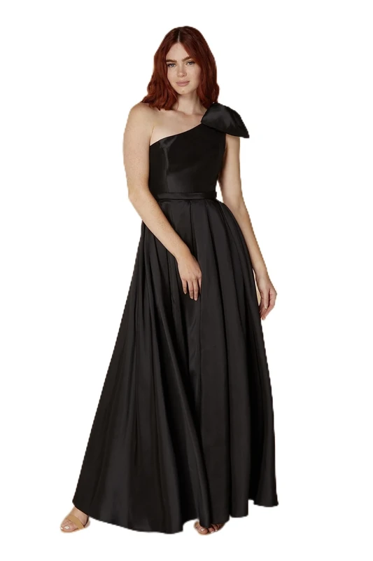 Jarlo London Women's Belle One Shoulder Bow Detail Maxi Dress, Black, UK 11.5 - Image 1