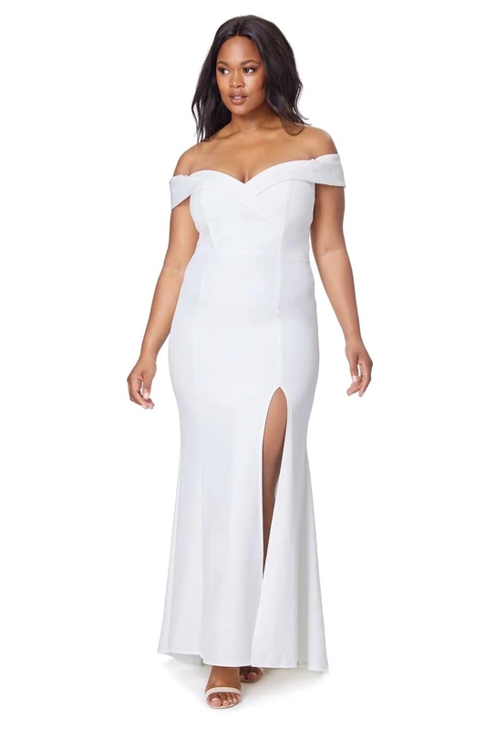 Jarlo London Women's Bella Bardot Maxi Dress, Ivory, 6