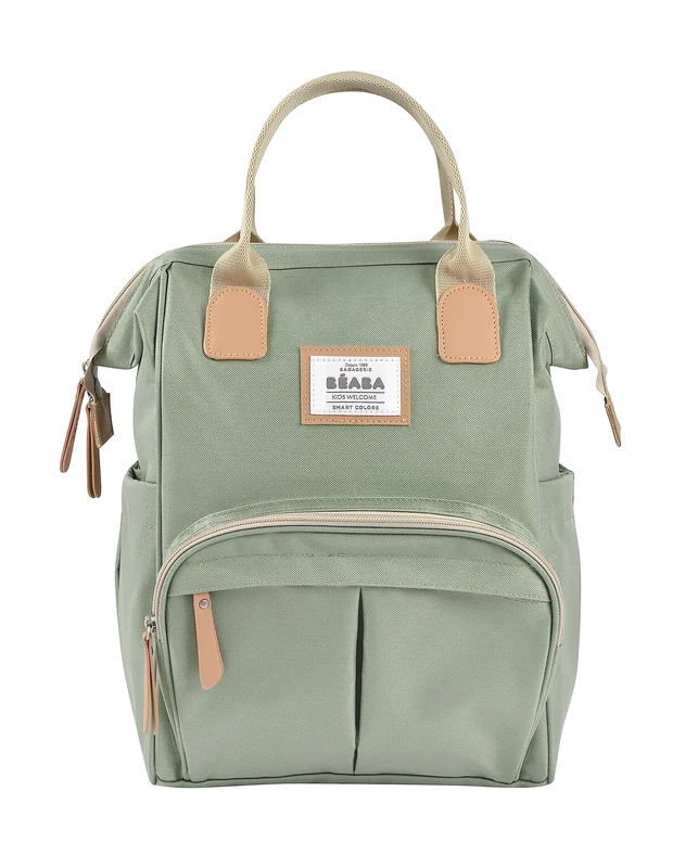 BÉABA - Baby Changing Backpack - Large Storage Volume - Changing Mat Included - Multiple Pockets - Large Opening - Isothermal - Multifunction Travel Bag - Wellington - Sage Green