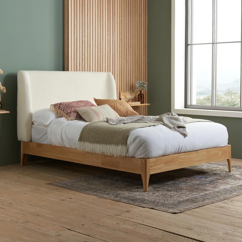Birlea Halfden King Bed, Boucle Headboard