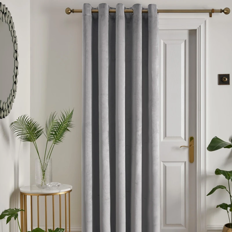 Laurence Llewelyn-Bowen Silver Velvet Blackout Curtain W66 x L84" – 1 Panel – Thermal & Soundproof Eyelet Drapes – Silver Grey Bedroom Curtain – Montrose Collection – Luxury Heavyweight Window Decor