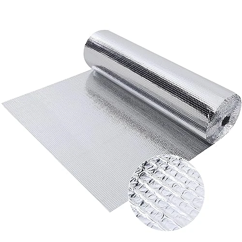 The Fellie 25m x 1.2m Aluminium Bubble Foil Insulation Roll, Energy Saving Radiator Reflector Panels, Thermal Wrap for Home & Auto, 3mm Thickness, Silver