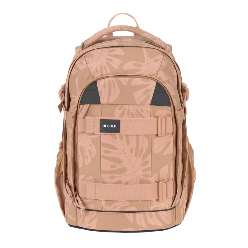 LÄSSIG Bold School Bag with Reflectors and Height-Adjustable Back Section, Beige, Classic