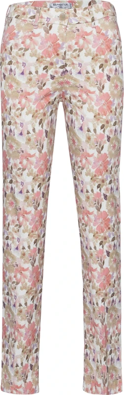 Raphaela by Brax Women's Lorella Kick Watercolour Flowers Slacks, Hibiscus, 31W x 32L