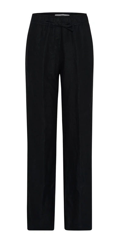 BRAX Women's Style Farina Linen Trousers with Casual Silhouette Slacks, Black, 31W x 32L