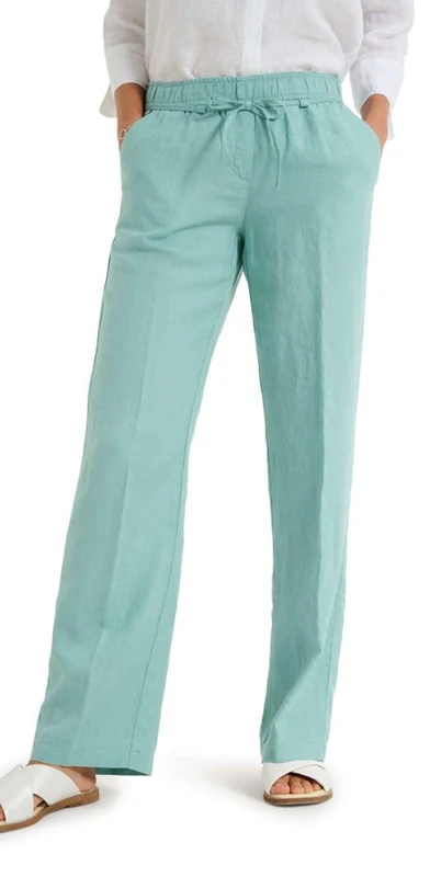 BRAX Women's Style Farina Linen Trousers with Casual Silhouette Slacks, Sage, 36W x 30L