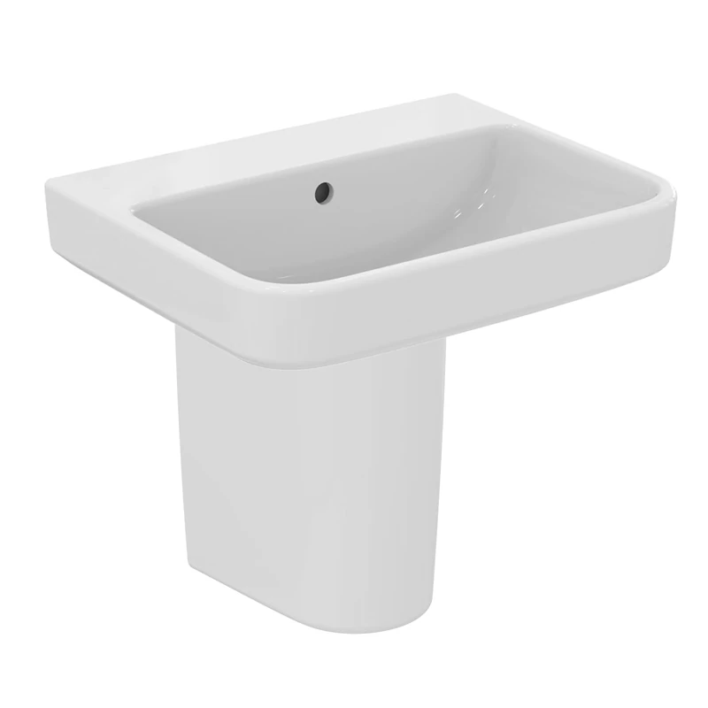 Ideal Standard i.Life B 55cm Semi Pedestal Bathroom Sink/Basin, no Tap Hole, T533601, White