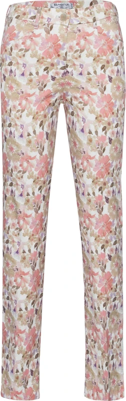 Raphaela by Brax Women's Lorella Kick Watercolour Flowers Slacks, Hibiscus, 32W x 30L