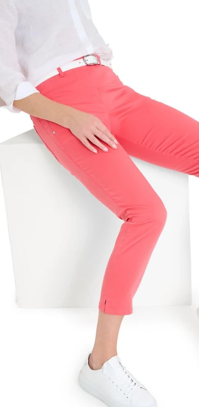 Raphaela by Brax Women's Lavina Zip 6/8 Super Light Cotton Casual Trousers, Hibiscus, 34W x 32L