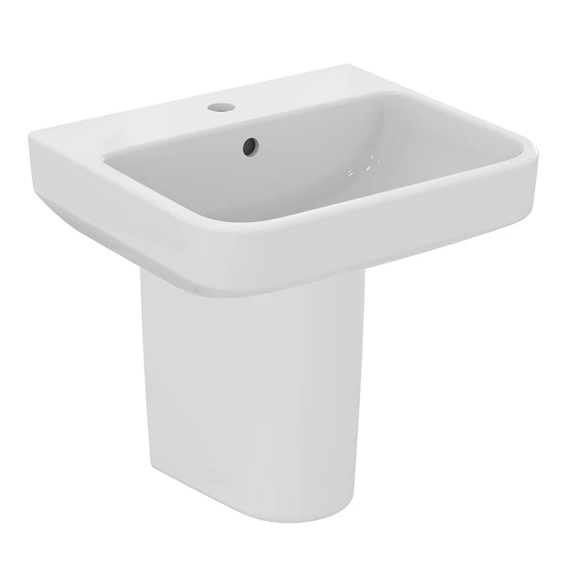 Ideal Standard i.Life B 50cm Semi Pedestal Bathroom Sink/Basin, 1 Tap Hole, E256201, White