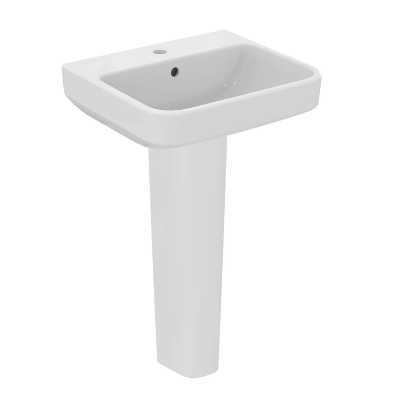 Ideal Standard i.Life B 50cm Full Pedestal Bathroom Sink/Basin, 1 Tap Hole, E256201, White