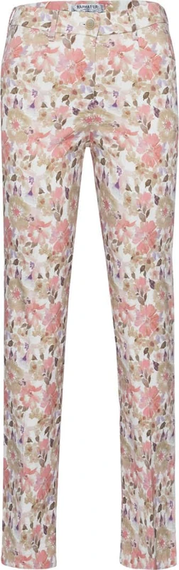 Raphaela by Brax Women's Lorella Kick Watercolour Flowers Slacks, Hibiscus, 27W x 30L