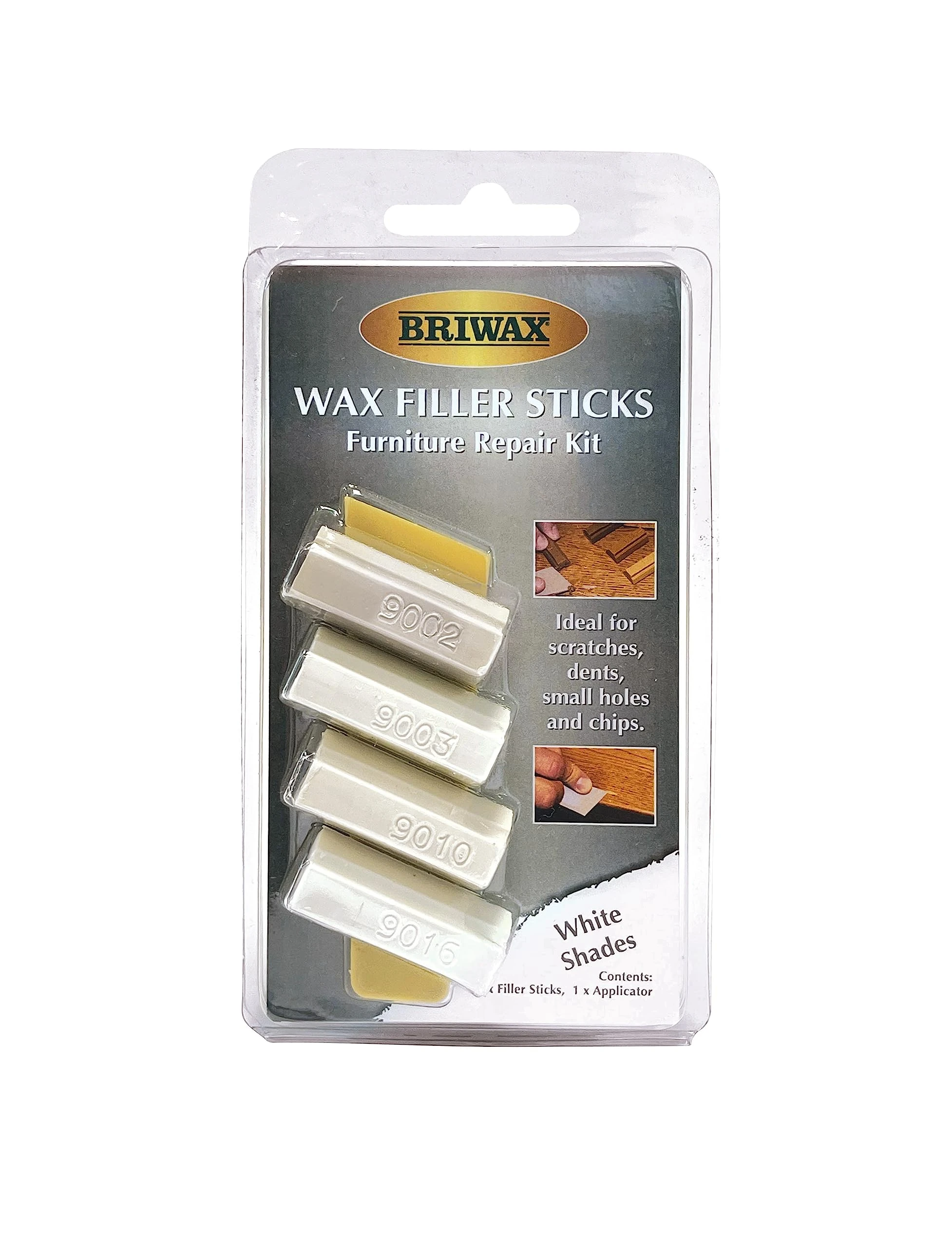 Briwax Filler Sticks White – Quick Wood Repair for Scratches, Cracks & Nail Holes | Assorted Shades